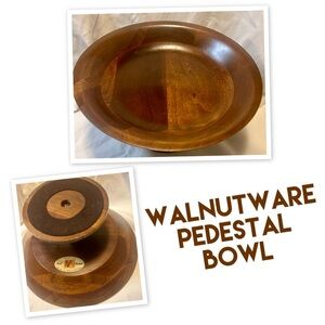 Vermillion Walnutware solid walnut pedestal wooden bowl/ Fruit stand